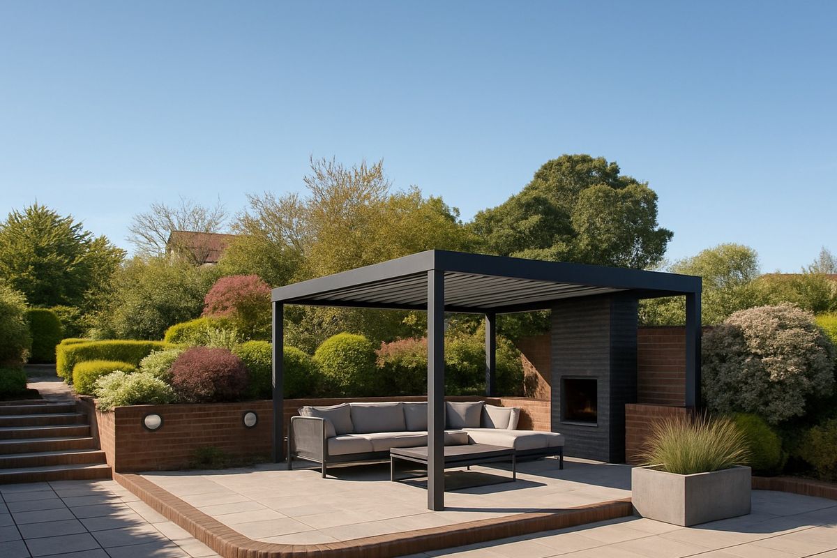 AI-generated garden renovation mockup showing a redesigned outdoor space for inclusion in a trade quote