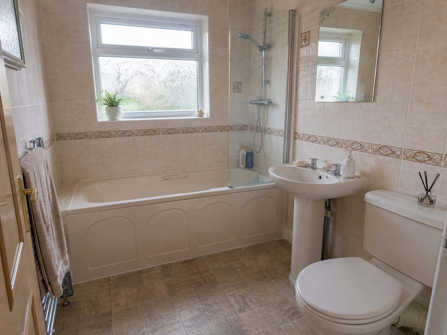 Tired existing bathroom before refit, used as the before image in an AI visual quote mock-up