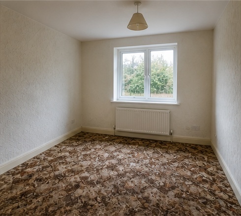 Tired wooden floorboards before flooring replacement
