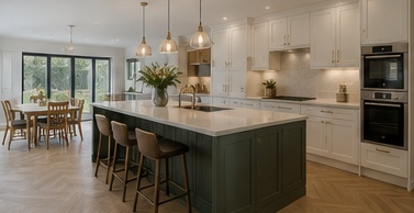After image showing a bright family kitchen-diner with island for a TailoredQuote visual quote.